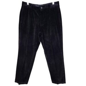 BROOKS BROTHERS Pants Mens 35x32 Black Hudson Corduroy Straight Leg Flat Front